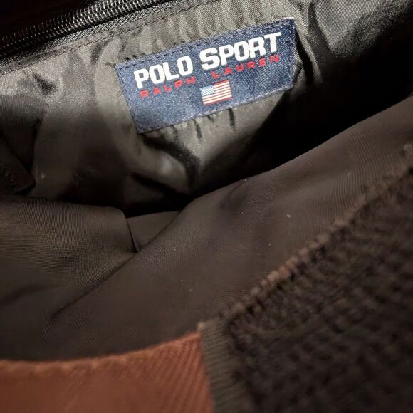 Vintage Polo Sport by Ralph Lauren Brown tote Bag Logo spell out brown laptop - Picture 6 of 10